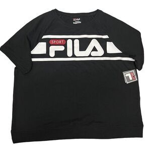 Fila‎ Short Sleeve Workout Gear Black Sweatshirt Logo Style Top  FILA Plus 1X
